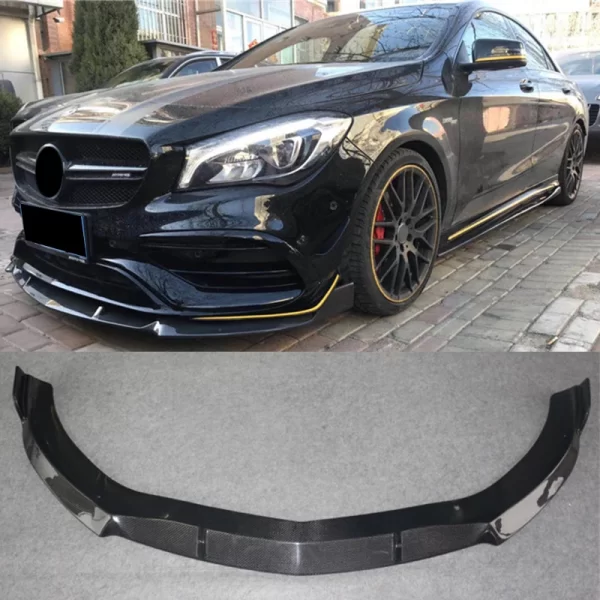 B S Style Carbon Fiber Fibre Body Kit Front Bumper Lip for Mercedes-Benz CLA Class 220 260 CLA45S W117 2016-2019 - Image 4