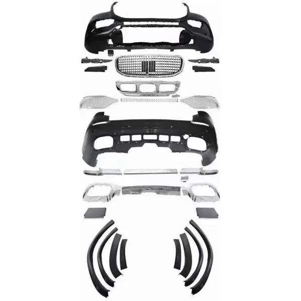 Car Bumpers for 2020 Mercedes Benz GLE W167 Upgrade Maybach Style Front Bumper Rear Bumper Assembly Grille Car Body Kit