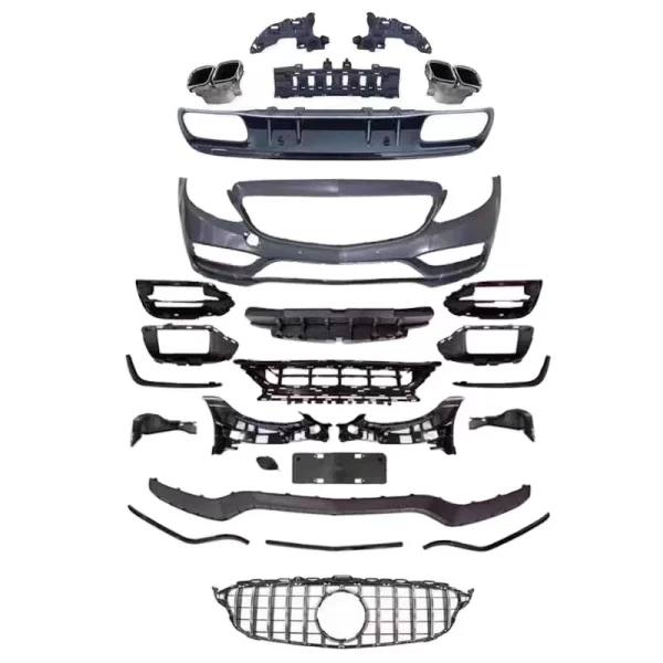 Car Accessories China Car Bumper for Benz C-Class W205 Upgrade C63 AMG Body Kits Front Bumper Grilles Side Skirt Rear Diffuser