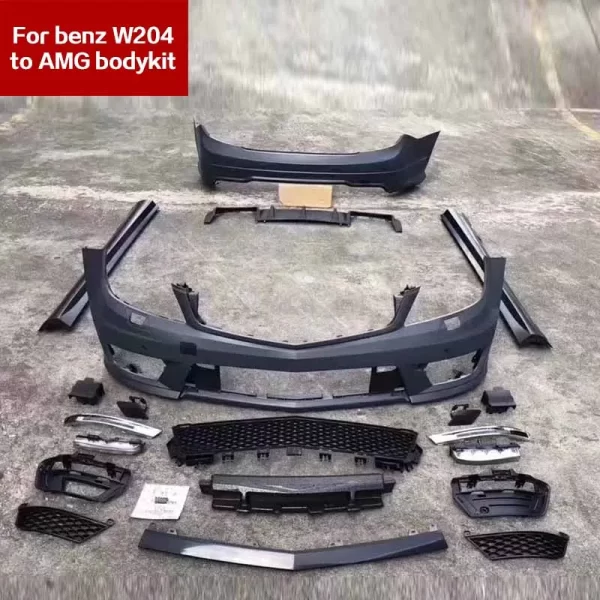 2011-2014 W204 High-quality Front Rear Bumper Side Skirts for Mercedes-Benz C-CLASS (W204) Refit Upgrade to C63 Full Bodykit - Image 4