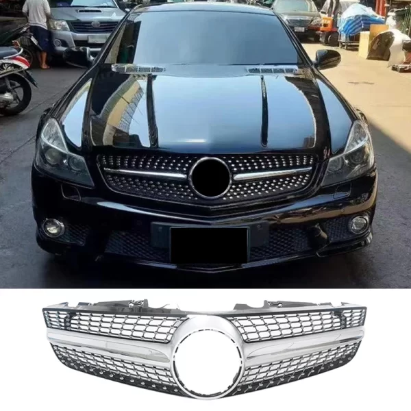 R230 Diamond Style Grill Front Modified Tuning Grill for Mercedes Benz SL Class R230 Body Kit 2008-2012 - Image 5