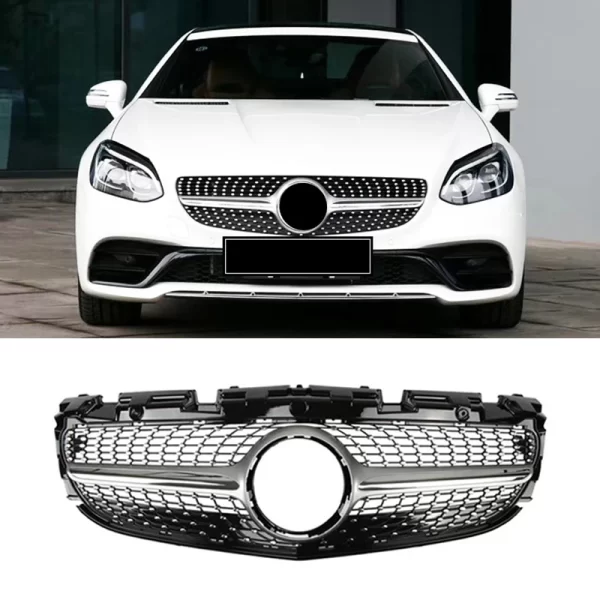 R172 Grille Front Bumper Modified Diamond Grill for Mercedes Benz SLC Class R172 Grill Body Kit 2016-2020 - Image 5
