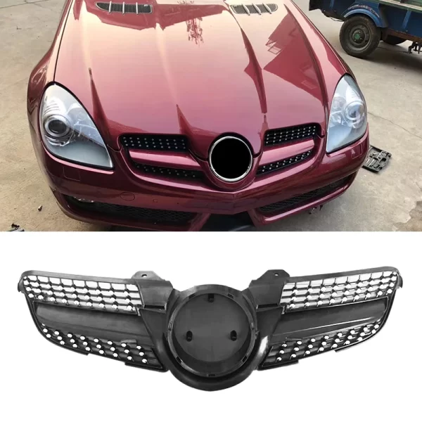 SLK R171 Diamond Grille for Mercedes Benz SLK350 Facelift R171 Modified Grille 2008-2010 - Image 4