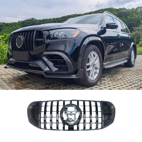 True Carbon Fiber Wet Carbon B Style Grille for Mercedes Benz GLS Class X167 2019-2023 AMG Rocket Front Bumper Grille - Image 5