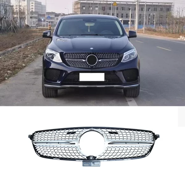 Silver/black Diamonds Style Grille Withcamera/Withoutcamera for Mercedes Benz GLE-CLASS Coupe W292 2015-2019 - Image 2