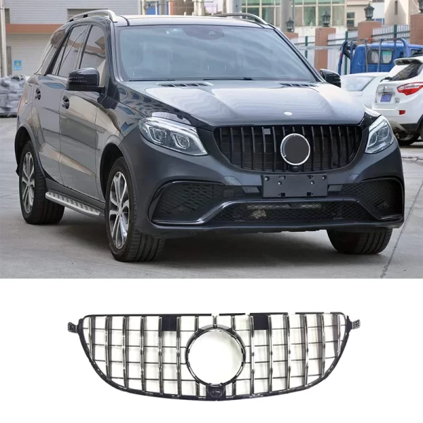 GLE63 COUPE W166 GLE350 400 450 Upgrade GT GTR Vertical bar Silver Piano Black/sliver Grille for 2015-2019 Mercedes-Benz GLE - Image 5