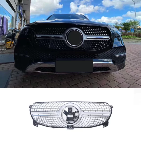 W167 Diamond Style Black/sliver Color Grille Fit for Mercedes Benz GLE Class GLE350 Offroad Model Year 2020-2023 - Image 5