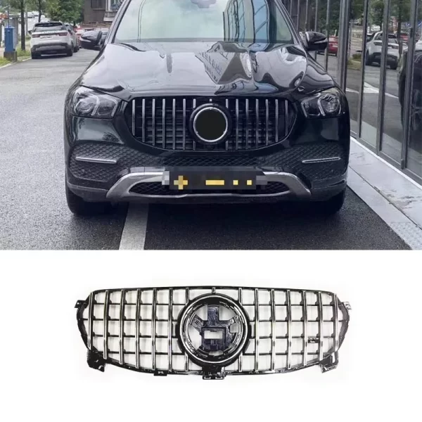W167 GT Style Black/sliver Color Grille Fit for Mercedes Benz GLE Class GLE350 Offroad Model Year 2020-2022 - Image 3