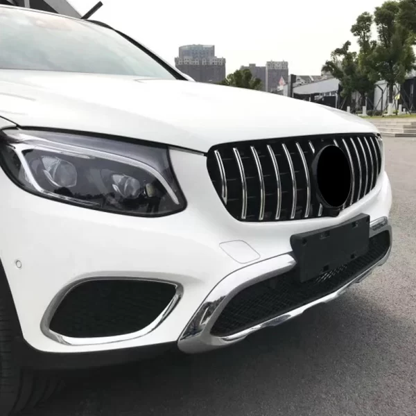 GT Style for Mercedes Benz GLC W253 X253 2015-2019 ABS GT Front Bumper Mesh Grille Glossy Black/Silver GLC W253 X253 Grille - Image 4
