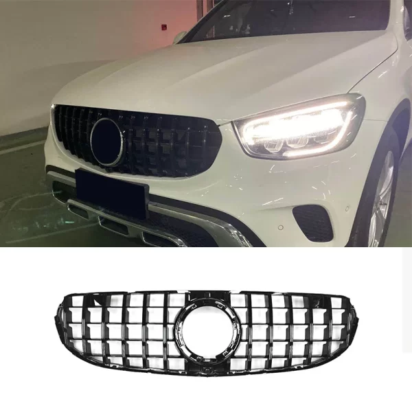 GT Style for BENZ GLC W253 X253 2020-2022 ABS Dynamic Model Front Bumper Grille Black/Silver GLC W253 X253 Grille