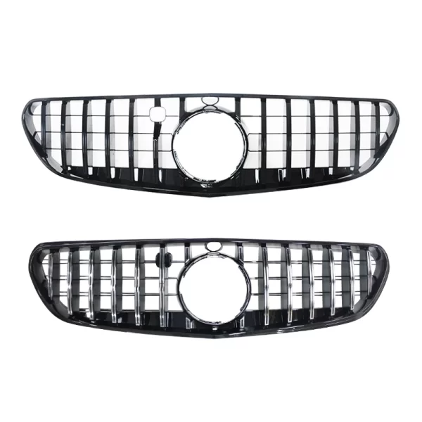 Black / Silver ABS Car Front Grill Single Line Mesh Grille Frame for Mercedes Benz S Class W217 C217 Coupe 2 Door 2014-2017