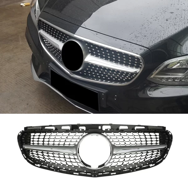 W212 Diamond Style Auto Front Radiator Grille Fit for Mercedes Benz E Class E250 E300 E350 Facelift Model Year 2014-2016 - Image 4