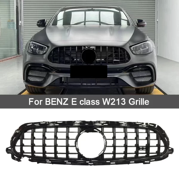 2020+ for Mercedes-Benz E Class W213 E Class GT Style Front Bumper Grille Black+Silver ABS Material Includes Center Grille - Image 4