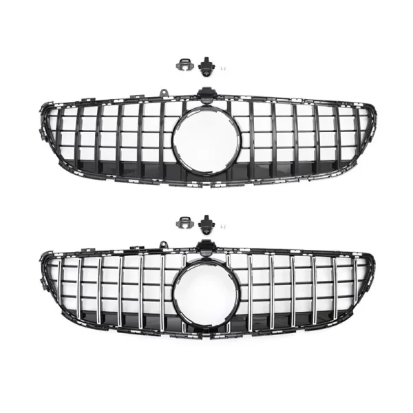 GT Style Gloss Black/Sliver Front Grille for Mercedes CLS Class 2015-2018 Styling W218 GT Style Front Bumper Grille - Image 3