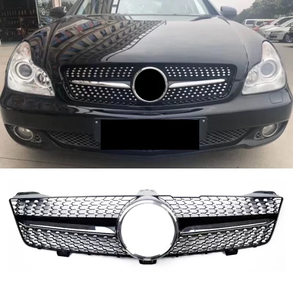 CLS W219 Grille ABS Diamond Face Front Grille for Mercedes Benz CLS W219 2005-2008 Bumper Grille - Image 5