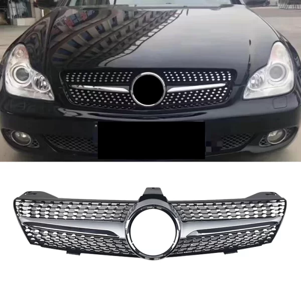 CLS W219 Grille ABS Diamond Face Front Grille for Mercedes Benz CLS W219 LCI 2009 2010 2011 Bumper Grille - Image 3