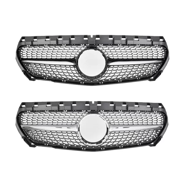Glossy Black/Silver W117 Car Grills ABS Diamond Grille for Mercedes Benz CLA Class 2013-2018