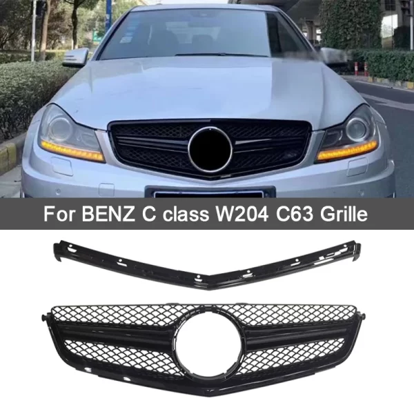 Car Grill W204 Silver Grille for C- Class W204 C63 for Mercedes Front Grill for Benz C- Class 2009-2011 2012-2014 - Image 3