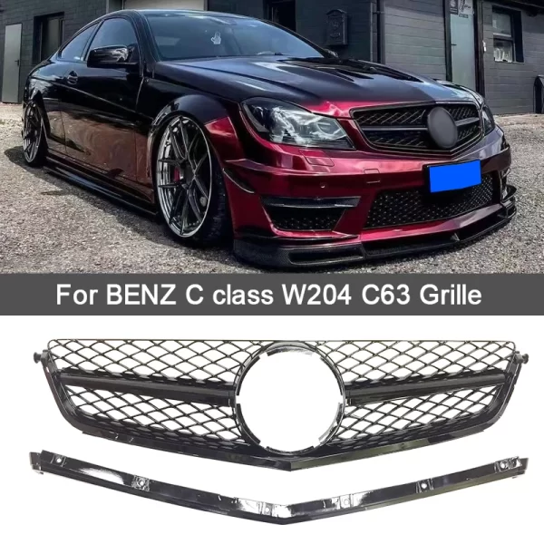 Car Grill W204 Silver Grille for C- Class W204 C63 for Mercedes Front Grill for Benz C- Class 2009-2011 2012-2014 - Image 4