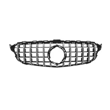 Glossy Black Front Grill GT GTR Grille with Camera Hole for Mercedes Benz W205 C CLASS C180 C200 C250 C300 C350 2019-2021