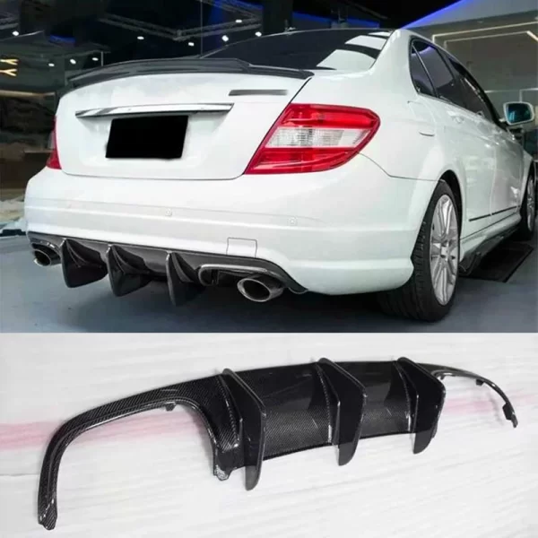 Big Corner Carbon Diffuser Car Rear Bumper Carbon Fiber Diffuser for Mercedes Benz W204 C63 2008-2011 - Image 4
