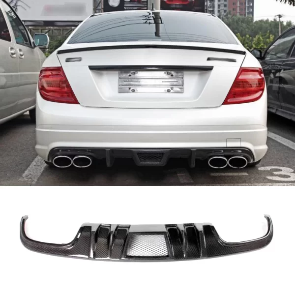 V Style Carbon Fiber Rear Diffuser for 2007-2011 MERCEDES BENZ C-Class W204 C63 AMG - Image 2