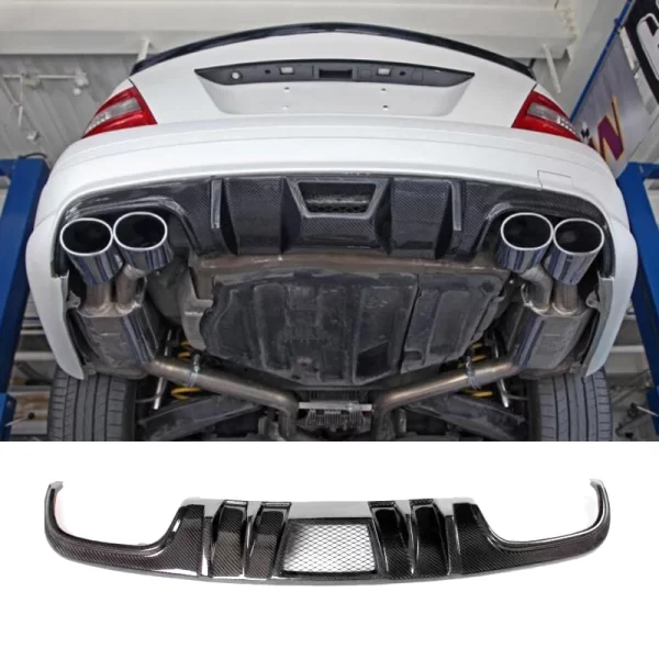V Style Carbon Fiber Rear Diffuser for 2007-2011 MERCEDES BENZ C-Class W204 C63 AMG - Image 3