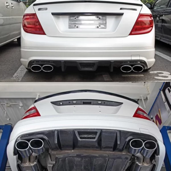 V Style Carbon Fiber Rear Diffuser for 2007-2011 MERCEDES BENZ C-Class W204 C63 AMG - Image 5