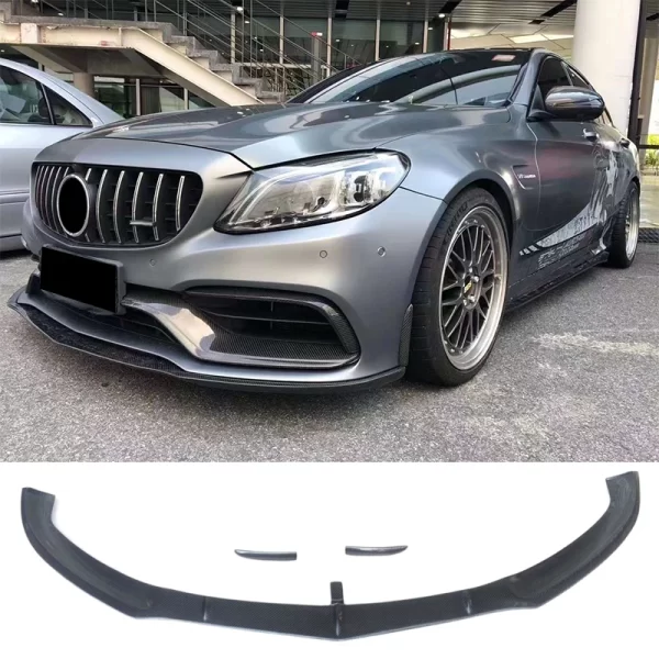 For Mercedes-Benz W205 C63 BK Style Carbon Fiber Front Lip Front Bumper Accessory Kit 15-18 - Image 3