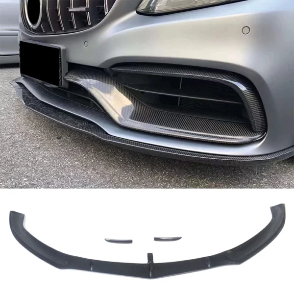 For Mercedes-Benz W205 C63 BK Style Carbon Fiber Front Lip Front Bumper Accessory Kit 15-18 - Image 5