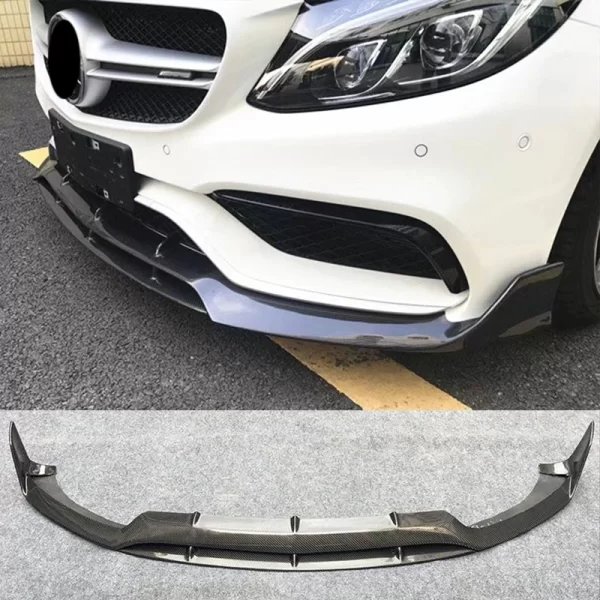 BB Style Carbon Fiber Front Bumper Lip for Mercedes Benz C Class W205 C63 2014-18 - Image 4