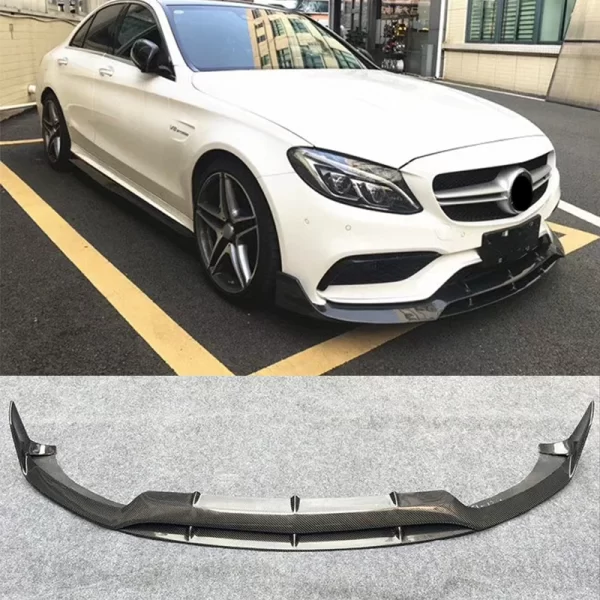 BB Style Carbon Fiber Front Bumper Lip for Mercedes Benz C Class W205 C63 2014-18 - Image 5
