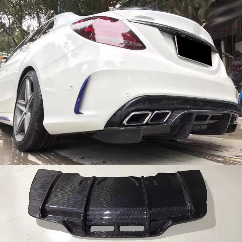 W205 C63 4D PSM Style High Quality Carbon Fiber Rear Diffuser Rear Bumper Lip for Mercedes Benz C Class 15-18 - 图片 5