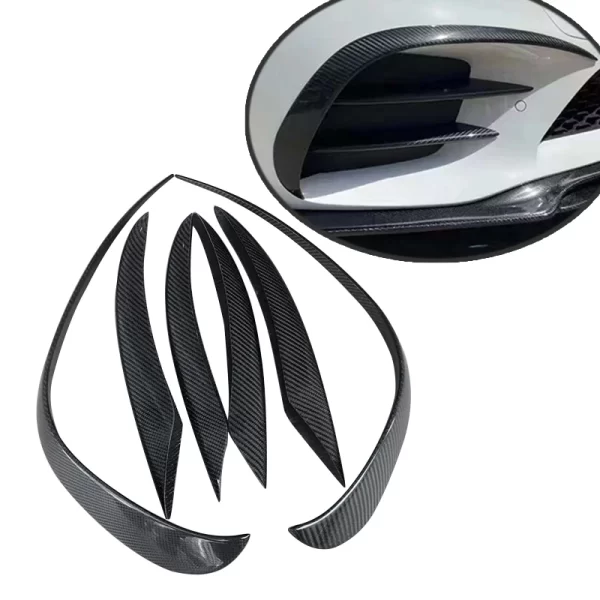 W205 Front Bumper Carbon Front Corner for Mercedes Benz W205 2019-2021 Front Bumper Carbon Vents Fins - Image 2