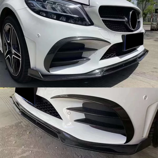 W205 Front Bumper Carbon Front Corner for Mercedes Benz W205 2019-2021 Front Bumper Carbon Vents Fins - Image 5