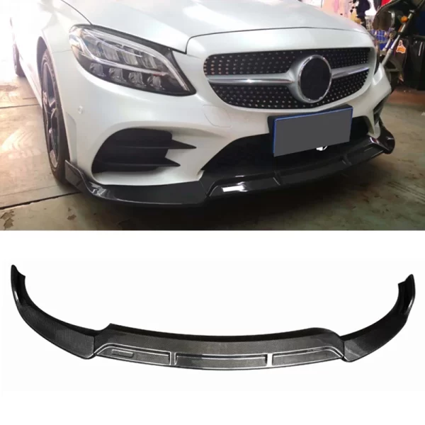 High Quality BS Style Carbon Fiber Front Bumper Lip for Mercedes Benz C Class W205 2019-2021 - Image 4