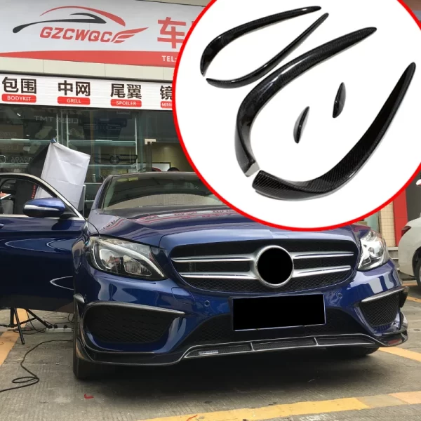 Carbon Fiber Front Bumper Side Canards for Mercedes Benz C Class W205 4 Door Front Corner - Image 4