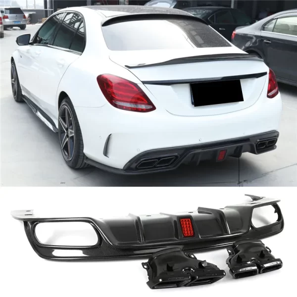 W205 C Class F1 Style High Quality Carbon Fiber Rear Diffuser With Light for Mercedes Benz C Class W205 - Image 5