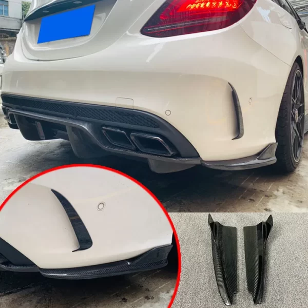 For Mercedes-Benz W205 C Class C63 C43 C200 C260 4-doors FD Style Carbon Fiber Rear Bumper Corner - Image 4