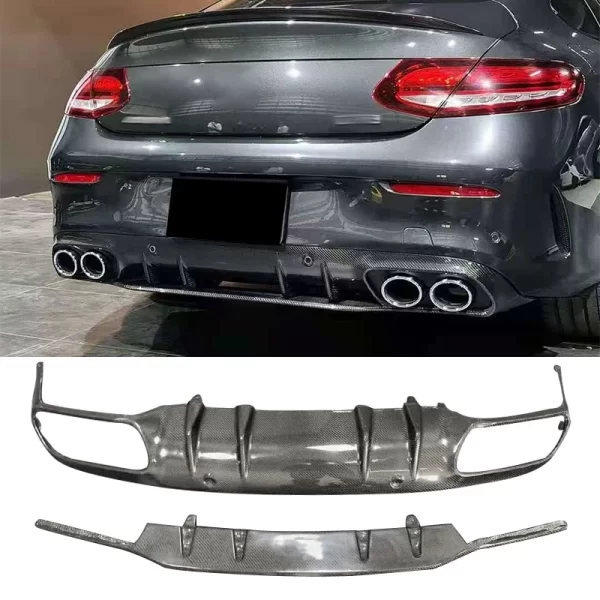 Carbon Fiber Rear Bumper Diffuser for Benz W205 S205 C200 C300 C43 Amg 15-21 Rear Lip Spoiler Bodykit - Image 5