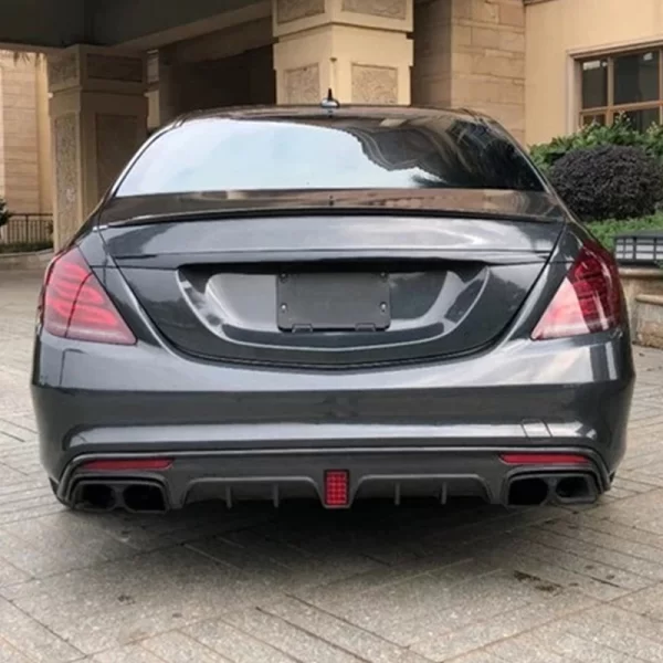 Rear Bumper Lip S63 B-style Rear Diffuser with LED Light for Mercedes Benz S CLASS W222 2014 2015 2016 2017 - Image 4