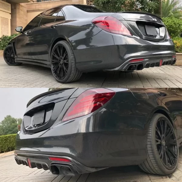 Rear Bumper Lip S63 B-style Rear Diffuser with LED Light for Mercedes Benz S CLASS W222 2014 2015 2016 2017 - Image 5