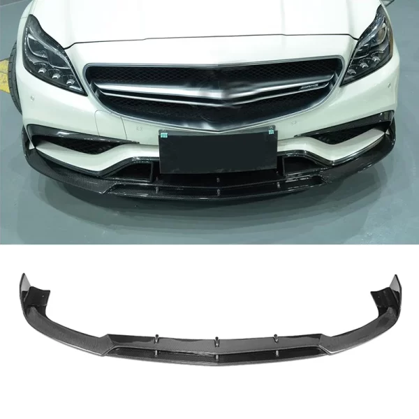 B Style Carbon Fiber W218 Front Bumper Lip for Mercedes-Benz CLS-Class W218 CLS63 AMG 15-18 - Image 4