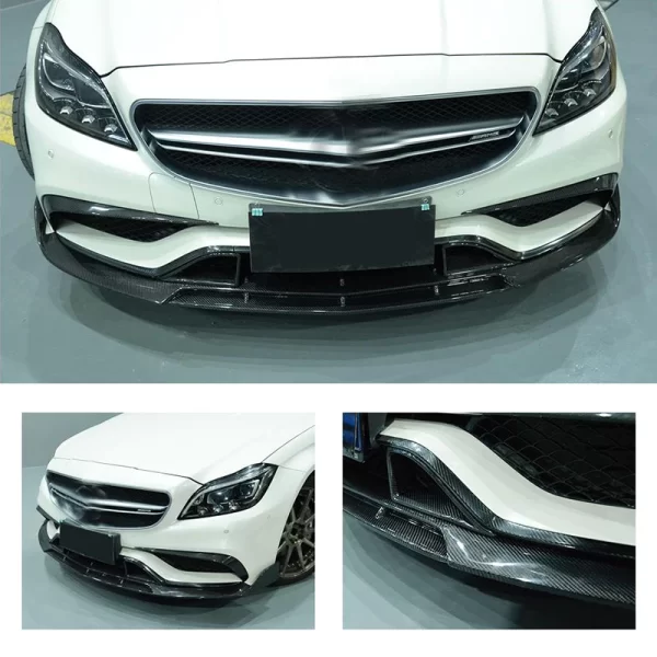 B Style Carbon Fiber W218 Front Bumper Lip for Mercedes-Benz CLS-Class W218 CLS63 AMG 15-18 - Image 5