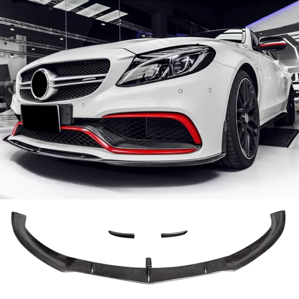 FD Style Real Carbon Fiber Front Lip 2015-2021 for Mercedes Benz AMG W205 C63 Upgrade C63 Front Bumper Carbon Lip - Image 3