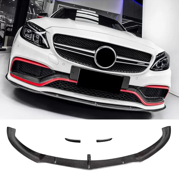 FD Style Real Carbon Fiber Front Lip 2015-2021 for Mercedes Benz AMG W205 C63 Upgrade C63 Front Bumper Carbon Lip - Image 4