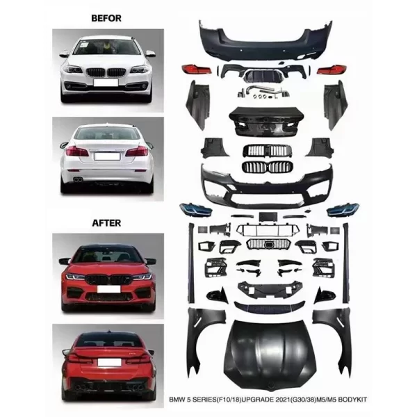 Body Kit for BMW 5 Series F10 F18 Facelift to 2023 G30 F90 M5 Car Bumper Front Bumper Rear Bumper Side Skirt (Need to Cut) - Image 3