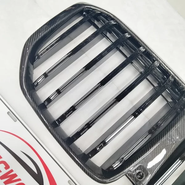 Carbon Fiber Single Slat Front Grill for BMW X7 Front Bumper Kidney Center Mesh Grill Grille for BMW X7 G07 LCI 2023+ - Image 4
