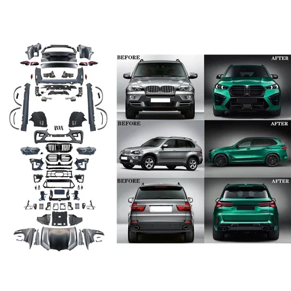 For bmw X5 E70 Body Kit 2007-2014 Upgrade to 2024 F95 X5M Model Bodykit Front and Rear Car Bumper Side Skirt - Image 3