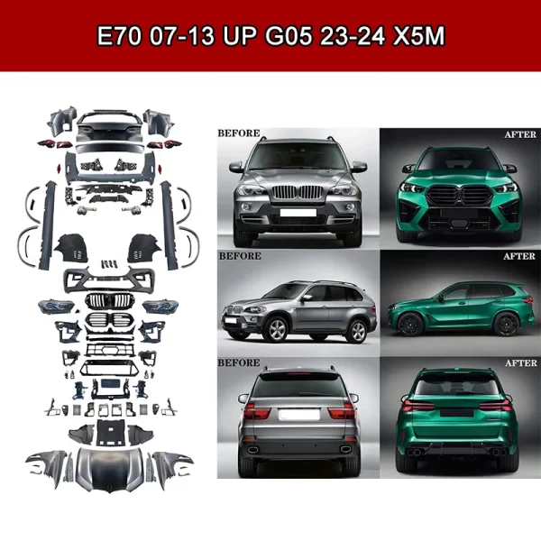 For bmw X5 E70 Body Kit 2007-2014 Upgrade to 2024 F95 X5M Model Bodykit Front and Rear Car Bumper Side Skirt - Image 4